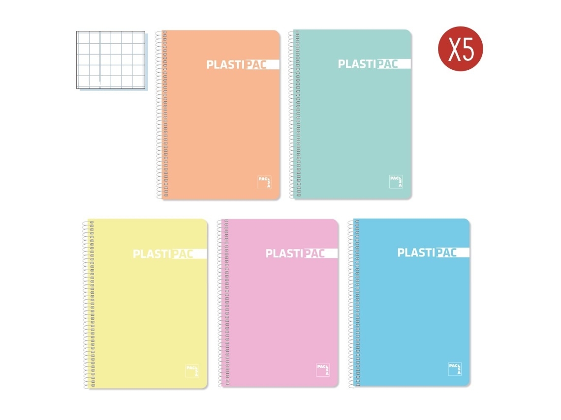 Pack 5 Blocs Pastel Plástico Tamaño Folio 80 Cn