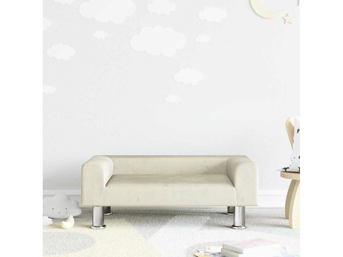 Vidaxl Sofá Infantil 70x45x26,5 Cm Veludo Cor Creme