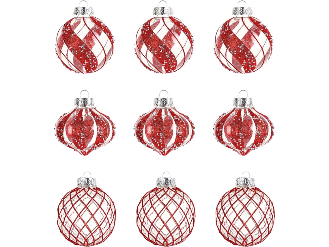 Conjunto De 9 Enfeites De Natal Transparentes | Enfeites Inquebráveis Para O Jantar Escolar