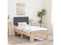 Vidaxl Estrutura de Cama com Cabeceira Estofada Cinza Escuro