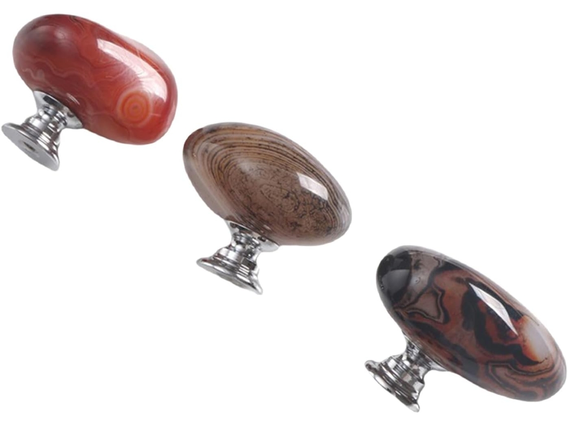 Conjunto De 3 Puxadores Pedra Natural Para Cômodas, Armários De Cozinha, Portas De Guarda Roupas E Gavetas Ferragens