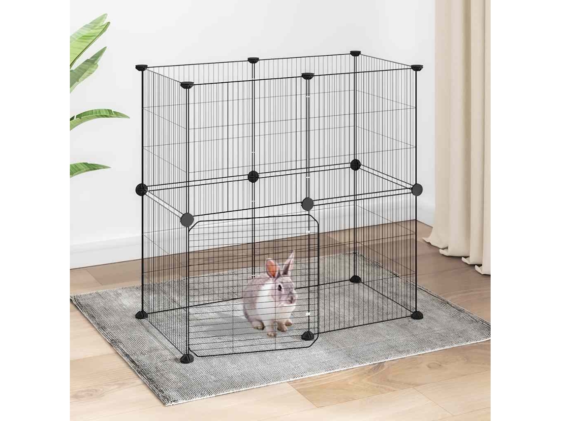 Vidaxl Gaiola P/ Animais De 12 Painéis C/porta 70x35x70 Cm Aço Preto