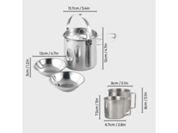 Kit Cozinha Camping Aço Inox 5pcs
