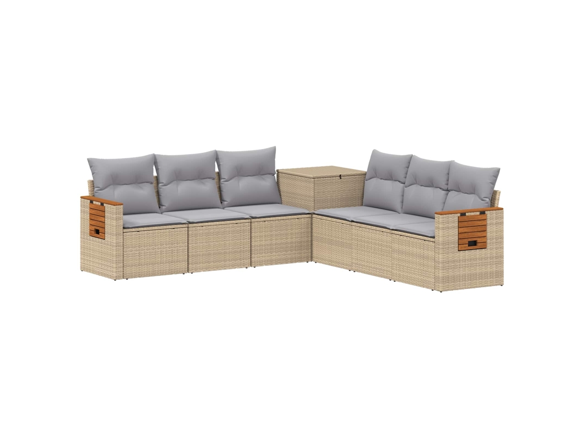 Vidaxl Conjunto De Sofás 7 Pcs Bege E Cinza Claro