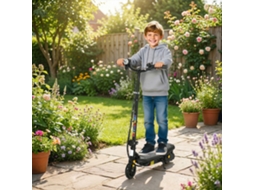 Patinete Eléctrico Para Niños De 7-14 Años Plegable Con Faro Led Rueda Y Freno Velocidad Máxima De 12 Km/h Negro