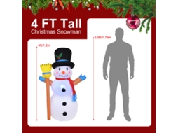 Decoração Inflável de Boneco de Neve 1,2m com Luzes Rotativas | S/MARCA
