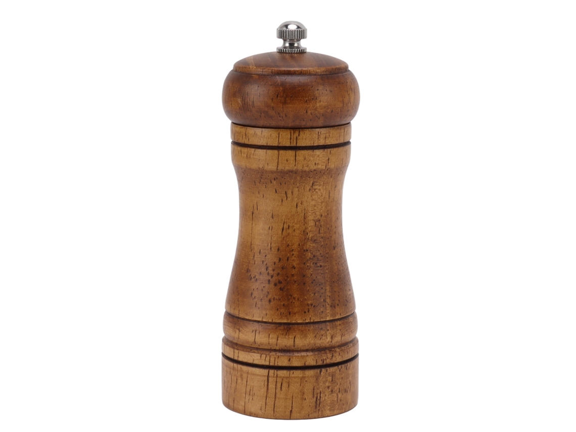 Moedor de sal e pimenta manual de carvalho com núcleo cerâmico ajustável para uso doméstico 14.3x5.5cm S/MARCA