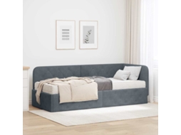 Vidaxl Estrutura de Cama de Canto Cinza Escuro 80 X 200 Cm Veludo