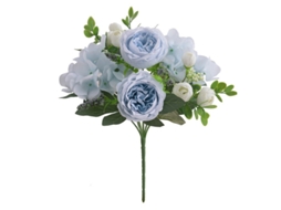 Conjunto de 2 Flores Artificiais de Seda: Peônia Azul e Hortênsia Artificial AQUAFORGE (azul)