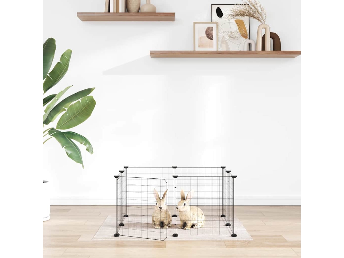 Vidaxl Gaiola De Estimação Com 8 Painéis E Porta, Preta, 70x70x35 Cm, Aço
