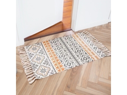 Tapete Decorativo Boho Com Pompons Lavável, 60x90 Cm