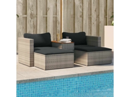Pcs Conjunto Sofás De Jardim C/ Almofadões Acácia E Vime Pe Dkd Home Decor