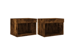 Bedside Cabinet, Bedside Cabinets Vidaxl Marrom Madeira Processada (n/a)