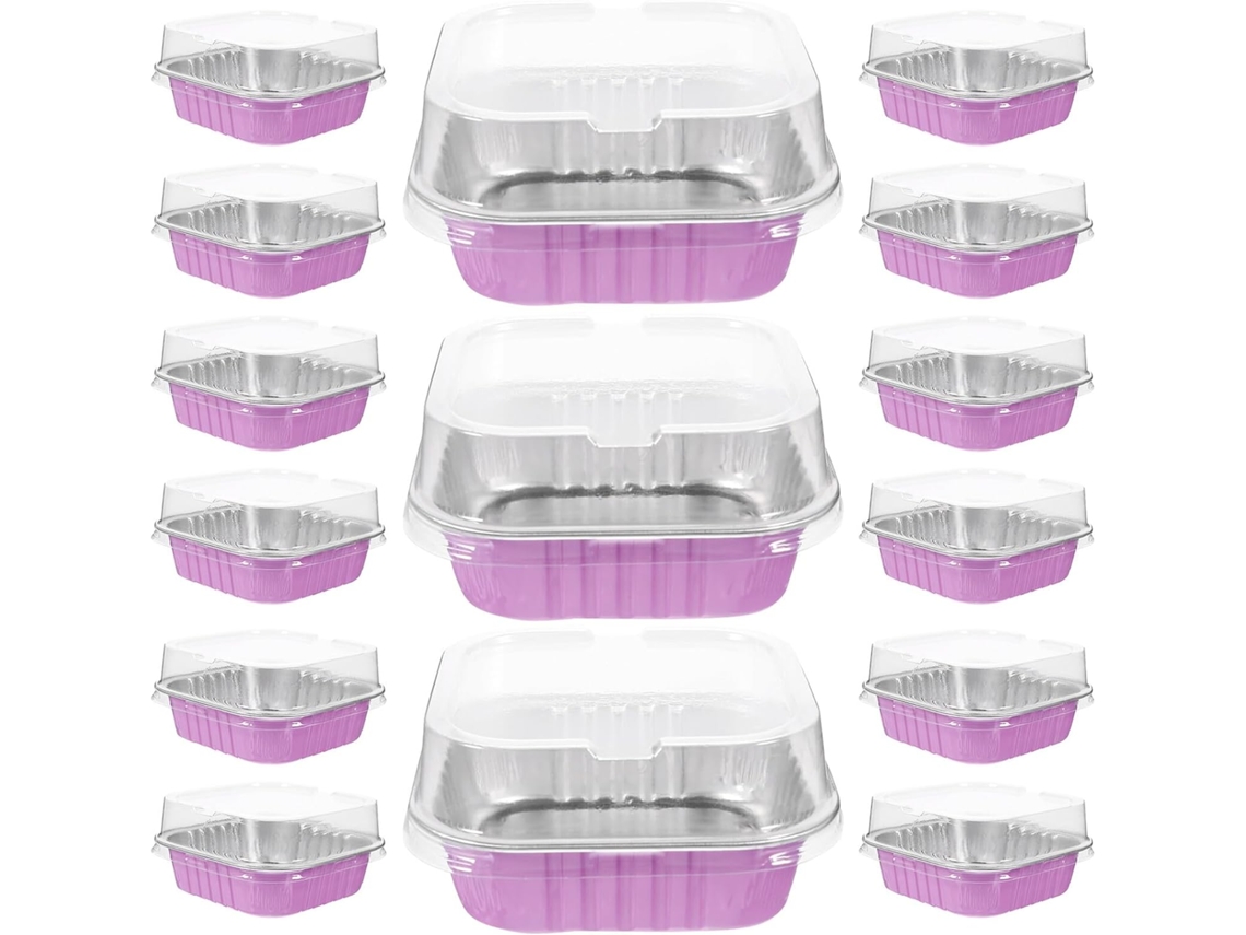 Conjunto De 20 Forminhas Alumínio Kichvoe 100ml Com Tampas Rosa Fúcsia, Moldes Descartáveis Para Cupcakes E Tiramisu