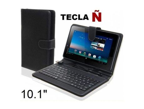 Capa Para Teclado Para Tablet 10' 10,1' Teclado Espanhol Universal Ñ Couro Sintético-Sunnig SUNNING