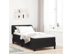 Vidaxl Cama Box Com Cabeceira Preto 90 X 200 Cm Veludo