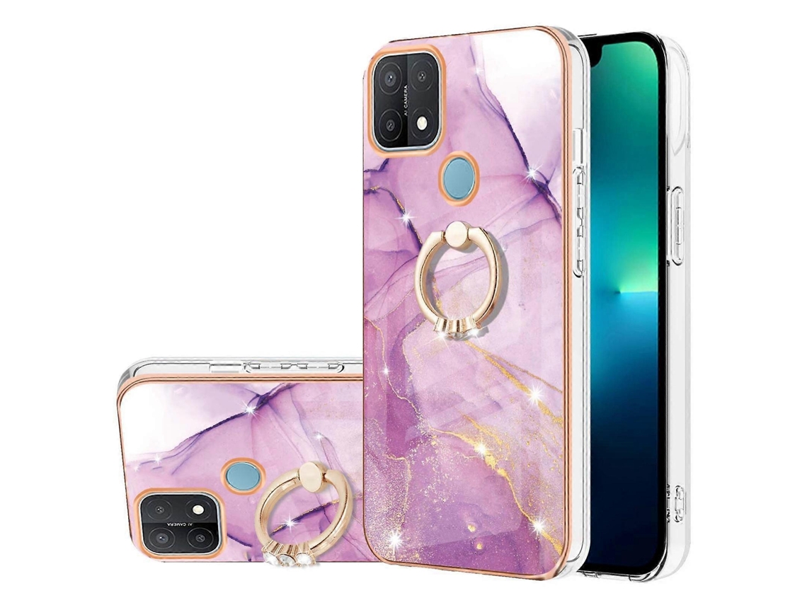 Capa De Celular Imd Tpu Com Padrão De Mármore Galvanizado E Suporte De Anel Para Oppo A15/a15s