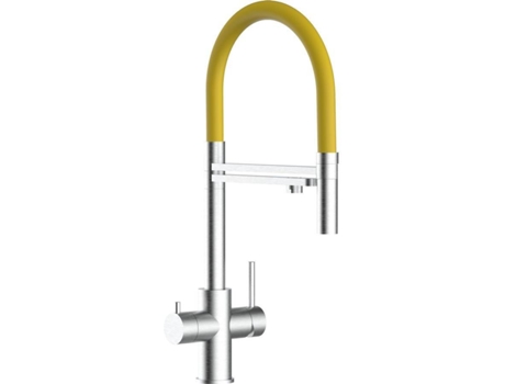 Torneira de cozinha VIZIO 5 Vias Tubo Giratória 360° Aço escovado Amarelo (Aço)