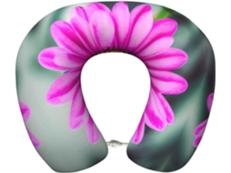 Travesseiro de Viag Espuma Viscoelástica com Estampa Flor Rosa Suporte para o Pescoço 100 % Poliéster Premium