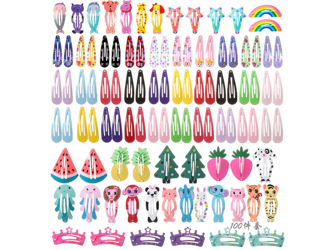 Presilhas de Cabelo Coloridas Presilha de Cabelo de Metal Bonito Presilhas de Cabelo para Meninas Bebês Crianças 2 Polegadas 100 Peças JEDBESETZT