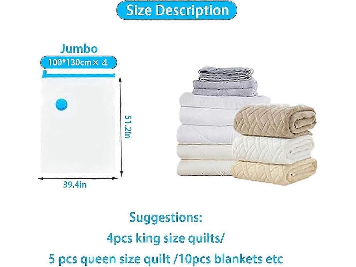 Sacos De Armazenamento A Vácuo - Pacote Com 4 Compressão Herméticos Tamanho Jumbo (130x100cm)