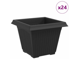 Conjunto 24 Vaso Moderno Vidaxl Preto Plástico (38 X 38 X 30 Cm)
