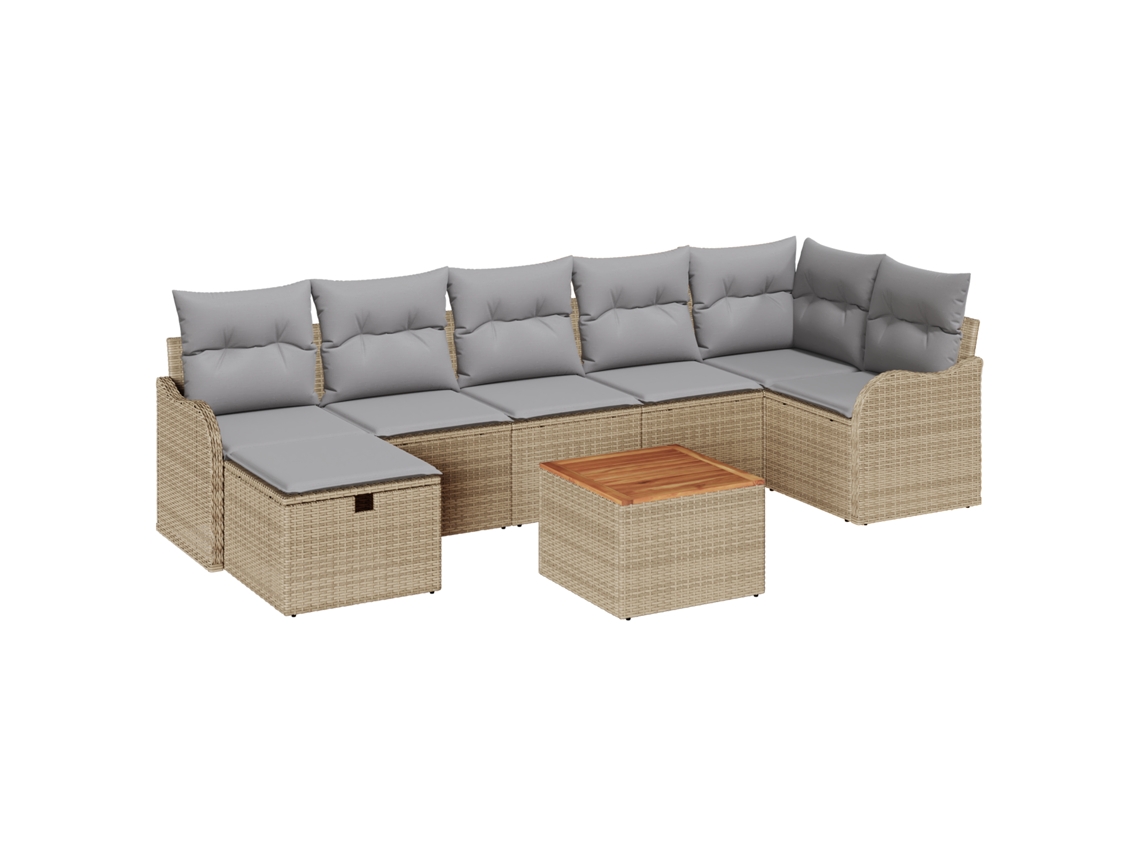 Conjunto 8 Móveis De Jardim Vidaxl Bege Vime Pe (287,5 X 122,5 X 85 Cm)