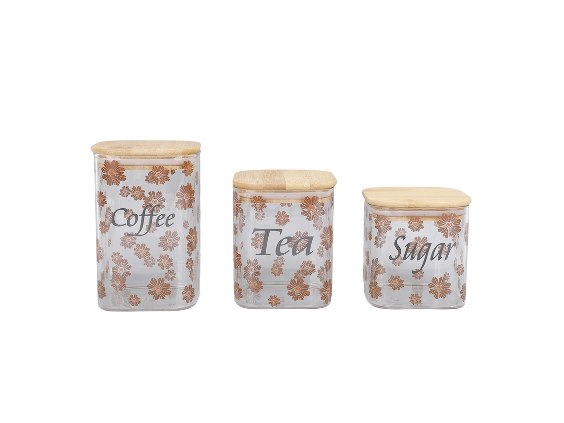 Conjunto 3 Peças Recipiente Vidro Hermético | S/MARCA