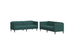 Maison Exclusive - 2 Pcs Conjunto De Sofás Tecido Verde-escuro