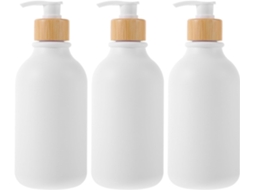 Ciieeo - De 3 Frascos Dispensadores De Líquido Recarregáveis De 500ml Em Pet Branco, Resistentes A
