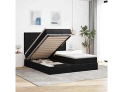 Vidaxl Estrutura de Cama Otomana com Colchões 160x200 Cm Veludo Preto