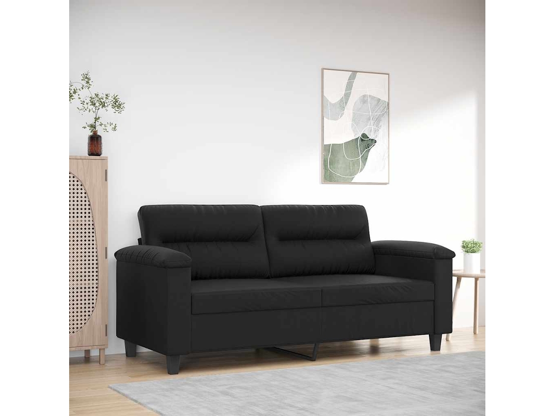 Vidaxl Sofá De 2 Lugares 140 Cm Couro Artificial Preto
