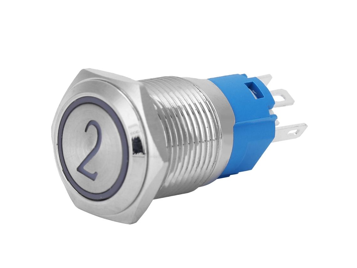 Laxiscreed Interruptor De Botão De 5 Pinos Com Iluminação Digital E Reset Automático, Modelo Em Metal