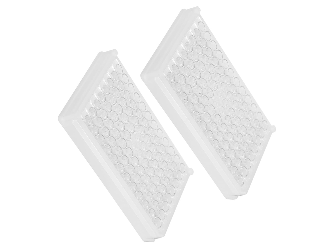 Placa De Microtitulação De Fundo Plano Com 96 Poços, 2 Peças, Em Plástico Transparente.