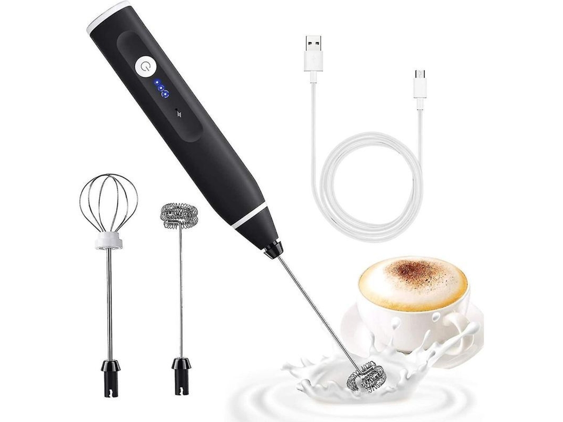 Espumador de leite elétrico 2026 com 2 batedores, recarregável via USB, 3 velocidades, para café, cappuccino, ovos e outras bebidas.