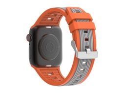 Bracelete para Apple Watch 42/41/40/38mm Silicone com Listras Verticais em Dois Tons Laranja + Cinza XIAOMOYU