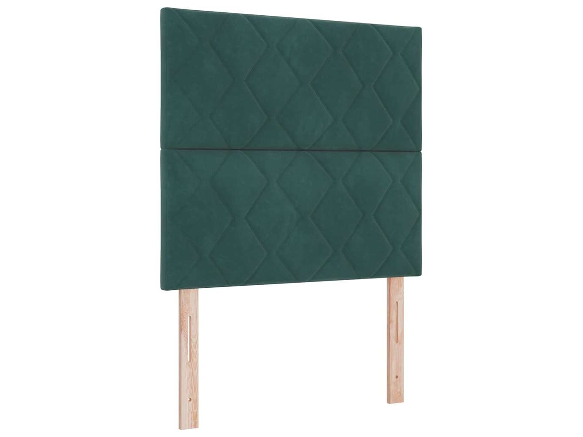 Cama De Solteiro | Camas Para Quarto | Cama Box Spring Led Com Colchão Verde Escuro 90 X 190 Cm Tecido