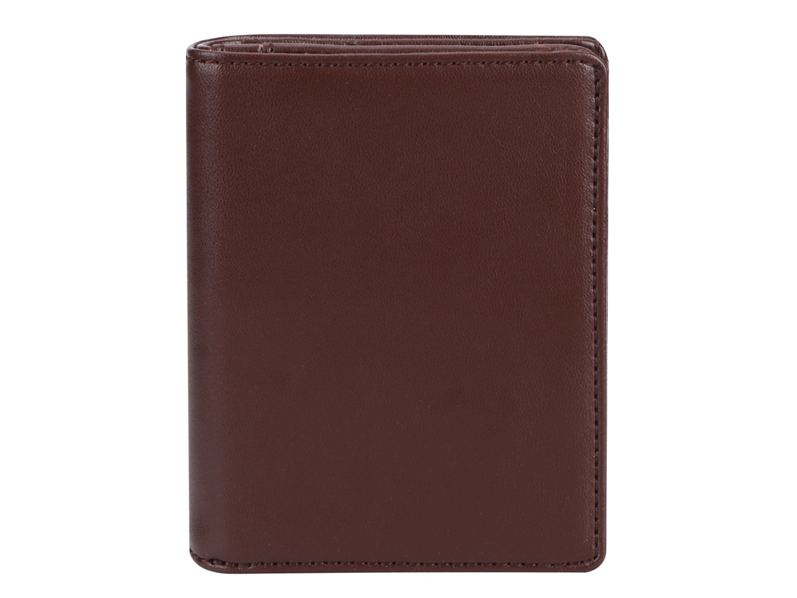 Carteira masculina de couro bovino anti furto RFID portátil moda marrom S/MARCA