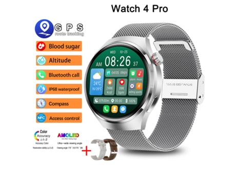 Smartwatch Timovo® Reloj Inteligente Para Android Ios Gt4 Pro Relógios À Prova Dwaterproof Água, Fitness Ao Ar Livre, Nfc, Rastreador Gps Prata