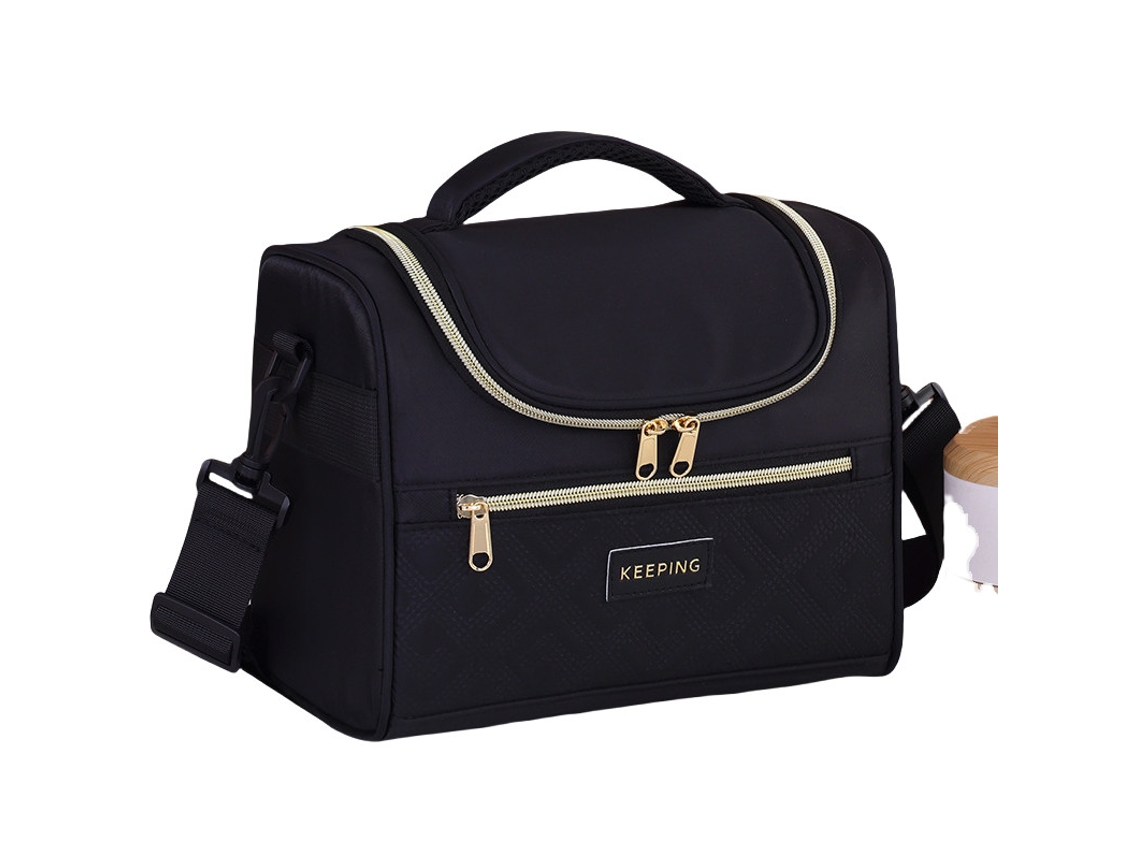 Bolsa Térmica Para Almoço, Ideal Para O Trabalho, Preta, Isolamento Para Alimentos, Portátil