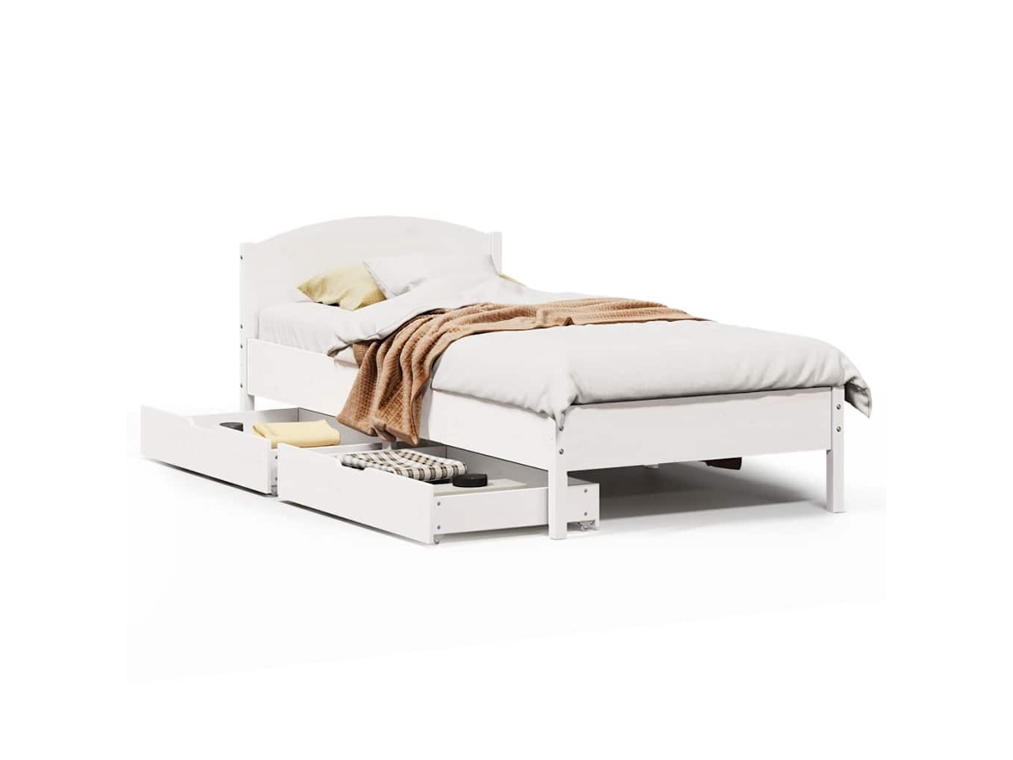 Cama Sem Colchão 75x190 cm Madeira de Pinho Maciça Branco MAISON EXCLUSIVE