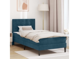 Vidaxl Estrutura De Cama Com Colchão Azul 100 X 200 Cm Veludo