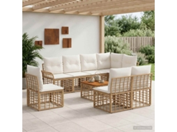Vidaxl Conjunto De Sofás Para Exterior 9 Pcs Natural E Branco Creme