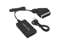 Conversor Scart Para Hdmi Com Cabo, Compatível Com Tvs, Monitores, Projetores E Outros Dispositivos, Preto