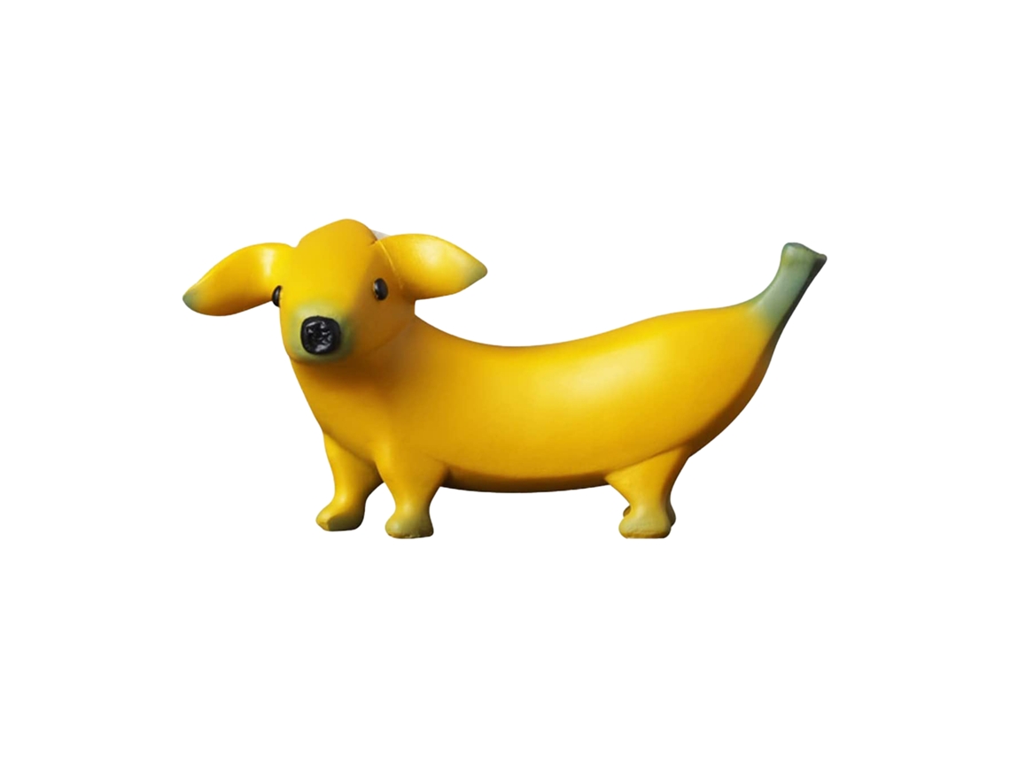 Escultura de Cachorro Banana em Resina Artesanal