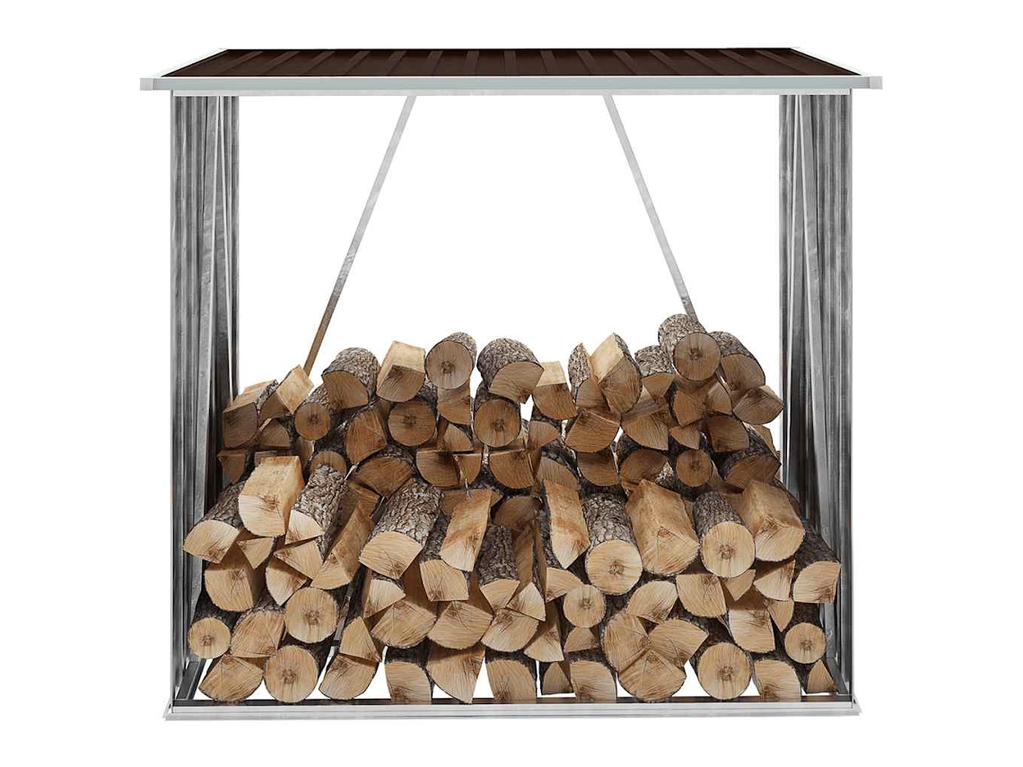 Vidaxl Abrigo P/ Arrumação De Troncos Jardim Aço 163x83x154cm Castanho