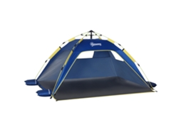 Barraca de Praia Pop up para 1-2 pessoas 2 acessos 2 janelas bolsa transporte 220x173x120cm azul escuro BTFORUS