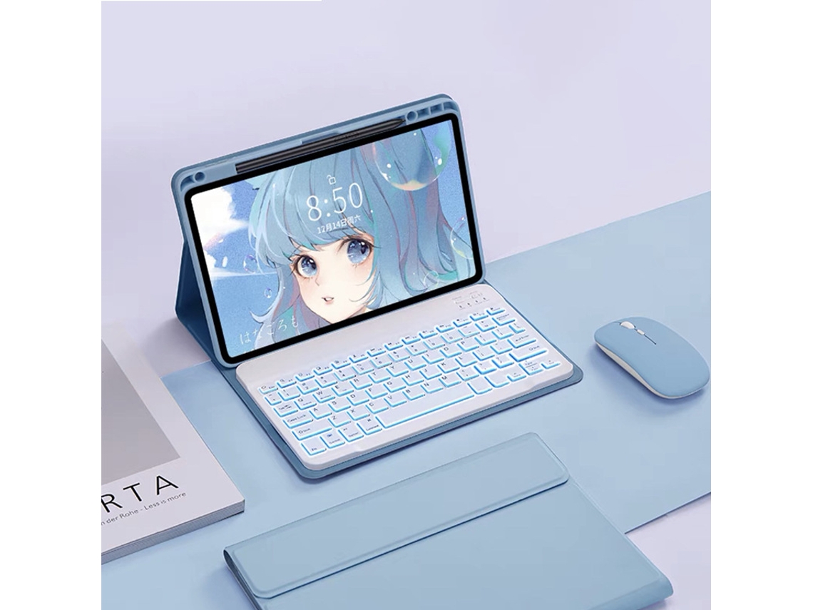 Capa Teclado Para Xiaomi Pad 5/5pro 11polegadas, Com Teclado E Mouse Retroiluminado Cuich (azul)