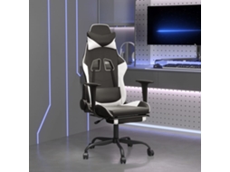 Vidaxl Cadeira De Gaming C/ Apoio Pés Couro Artificial Preto/branco