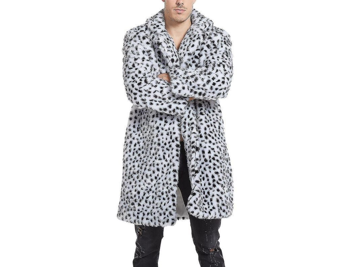 2026 abrigo Recto de Pelo de Leopardo para Hombres de Longitud Media